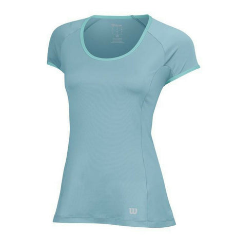 Wilson Womens NVision Elite Cap Short Sleeve Tennis Top - Stillwater Blue