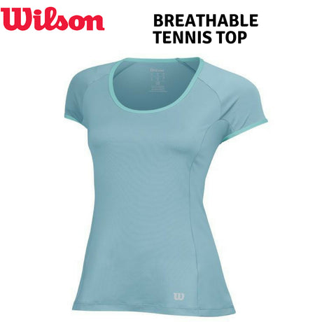 Wilson Womens NVision Elite Cap Short Sleeve Tennis Top - Stillwater Blue