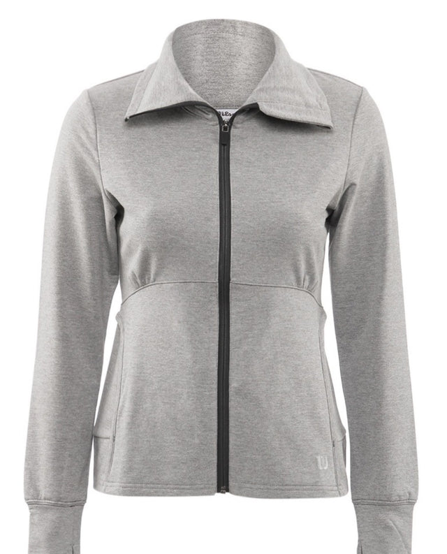 WILSON Womens Rush Knit Tennis Jacket Training Gym Sports Ladies Zip Jumper - Heather Grey