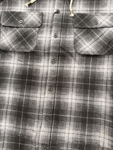 Mens Cotton Flannelette Hooded Shirt Jacket - Charcoal (100% Cotton Long Sleeve Flannel)
