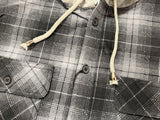 Mens Cotton Flannelette Hooded Shirt Jacket - Charcoal (100% Cotton Long Sleeve Flannel)