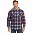 Mens Cotton Flannelette Shirt w Jersey Hood Long Sleeve Flannel - Navy - S