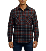 Mens 100% Cotton Flannelette Long Sleeve Shirt in Black/Red Small Check