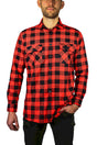 Jacksmith Mens Quilted Flannelette Shirt Jacket (100% Cotton Flannel) - Red/Black