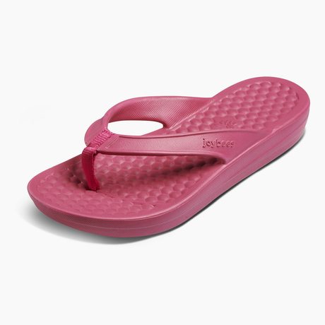 Joybees Womens Varsity Flip Flops Thongs Summer Sandals in Solid Beetroot