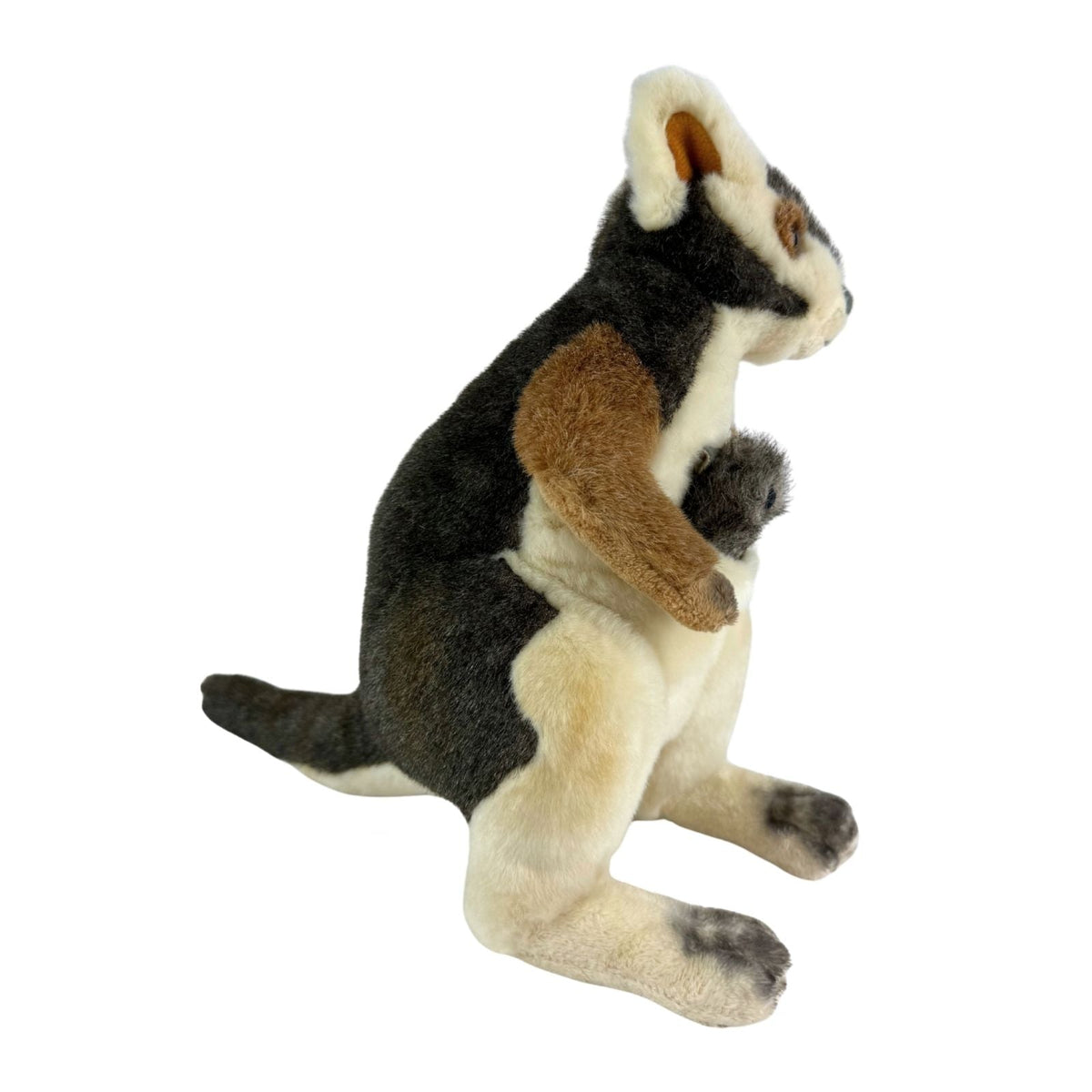 Bocchetta Wattle 30cm Rock Wallaby with Joey Plush Toy (Australian Stuffed Animal Souvenir Gift)
