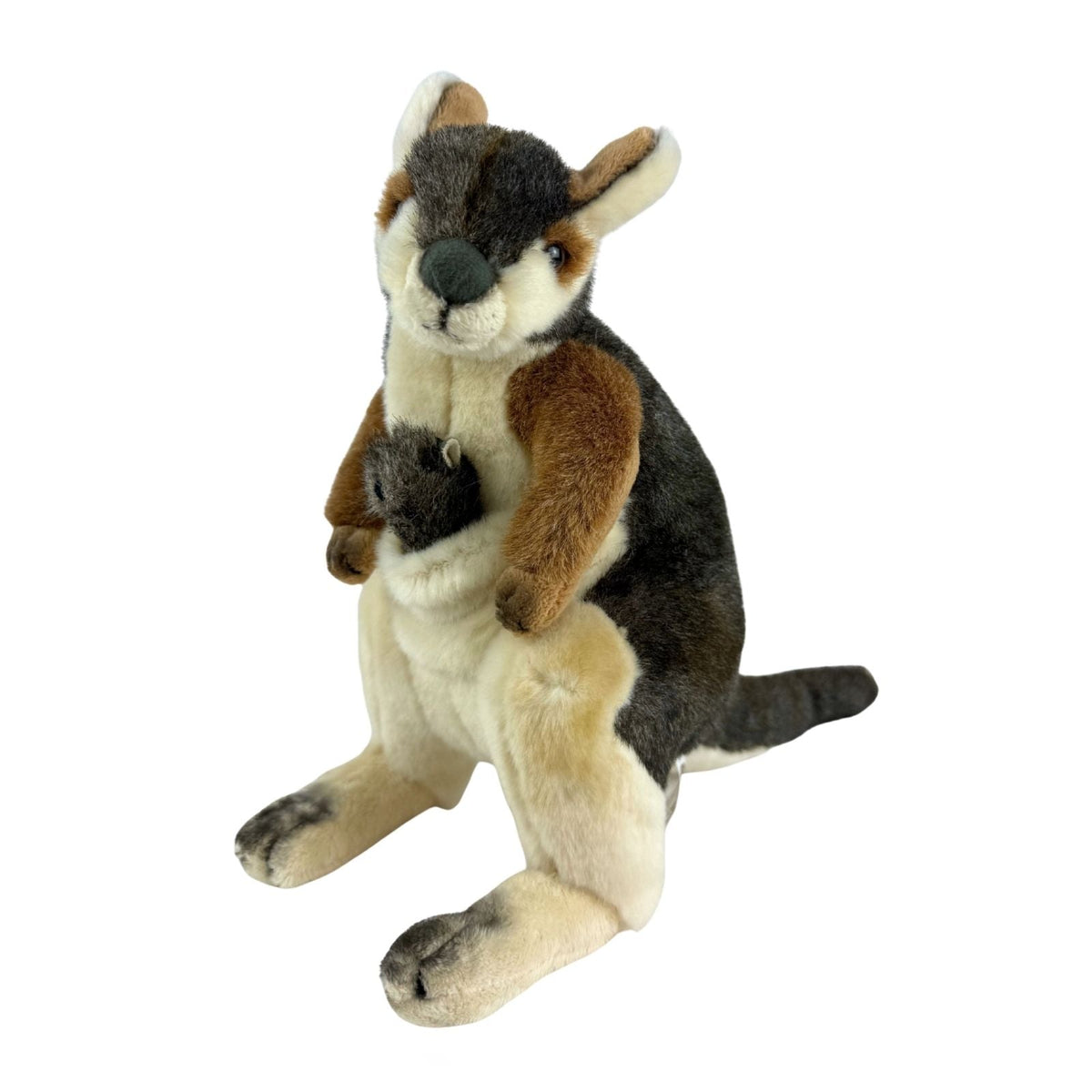 Bocchetta Wattle 30cm Rock Wallaby with Joey Plush Toy (Australian Stuffed Animal Souvenir Gift)