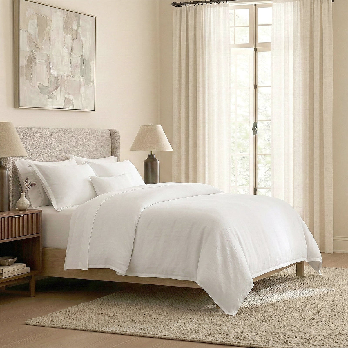 Renee Taylor Washed Linen Cotton Quilt Cover Set - White