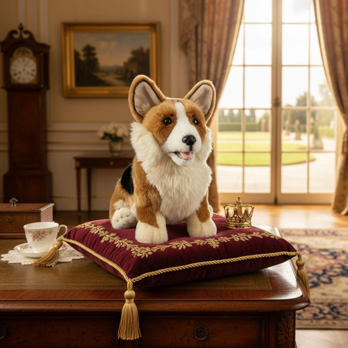 Bocchetta Windsor 23cm Sitting Welsh Corgi Plush Toy (Realistic Stuffed Animal Dog Gift)