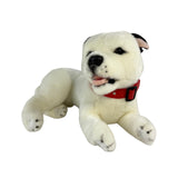 Bocchetta Winter 35cm Lying Staffy Plush Toy - White (Realistic Stuffed Animal Dog Gift)