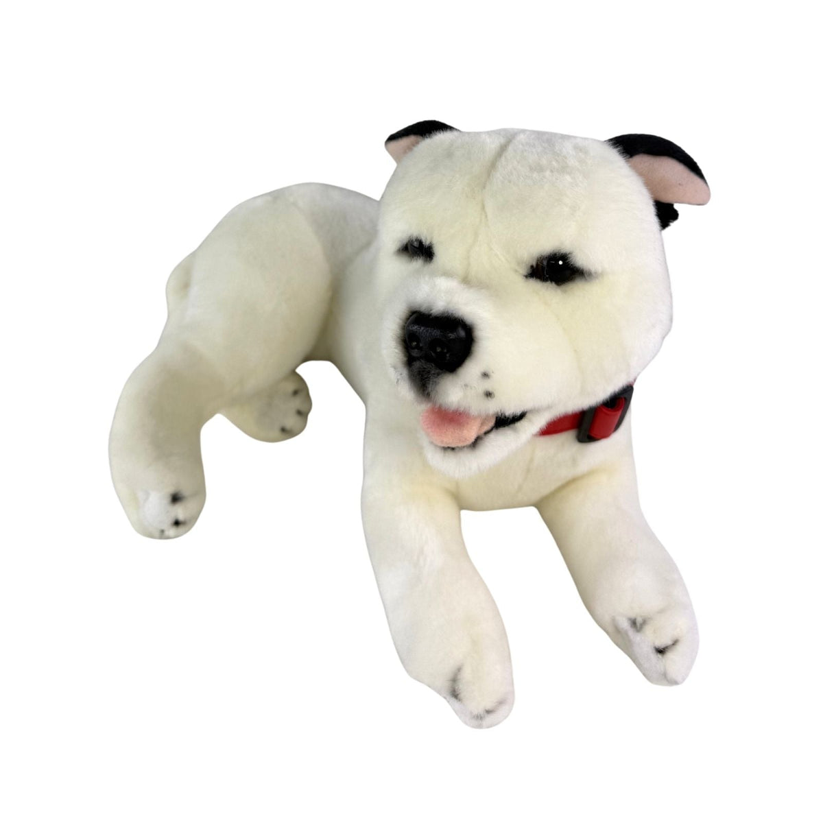 Bocchetta Winter 35cm Lying Staffy Plush Toy - White (Realistic Stuffed Animal Dog Gift)
