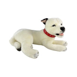 Bocchetta Winter 35cm Lying Staffy Plush Toy - White (Realistic Stuffed Animal Dog Gift)