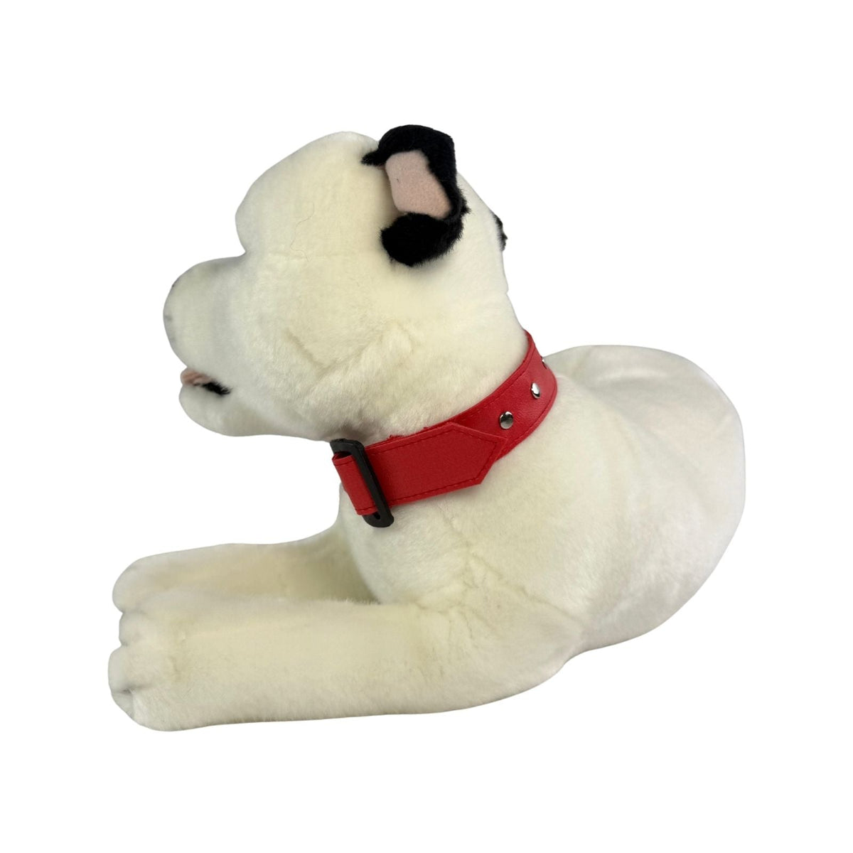 Bocchetta Winter 35cm Lying Staffy Plush Toy - White (Realistic Stuffed Animal Dog Gift)
