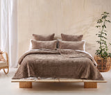 Renee Taylor Blake Velvet Coverlet Set - Wood (Bedspread with Cotton Reverse)