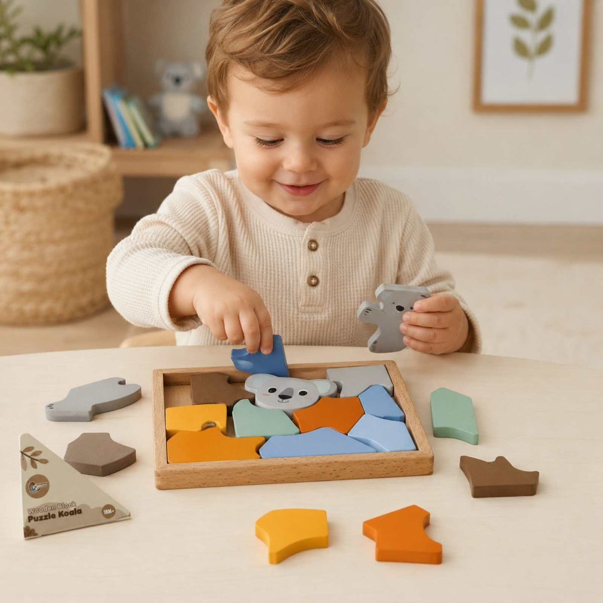 Bocchetta Koala Wooden Block Puzzle (Toddler Jigsaw 18 Months+)
