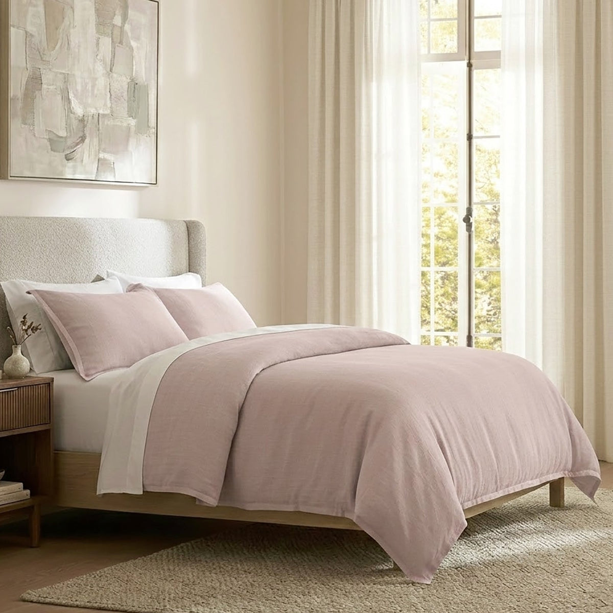 Renee Taylor Washed Linen Cotton Quilt Cover Set - Woodrose