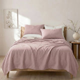 Renee Taylor Washed Linen Cotton Bed Sheet Set - Woodrose