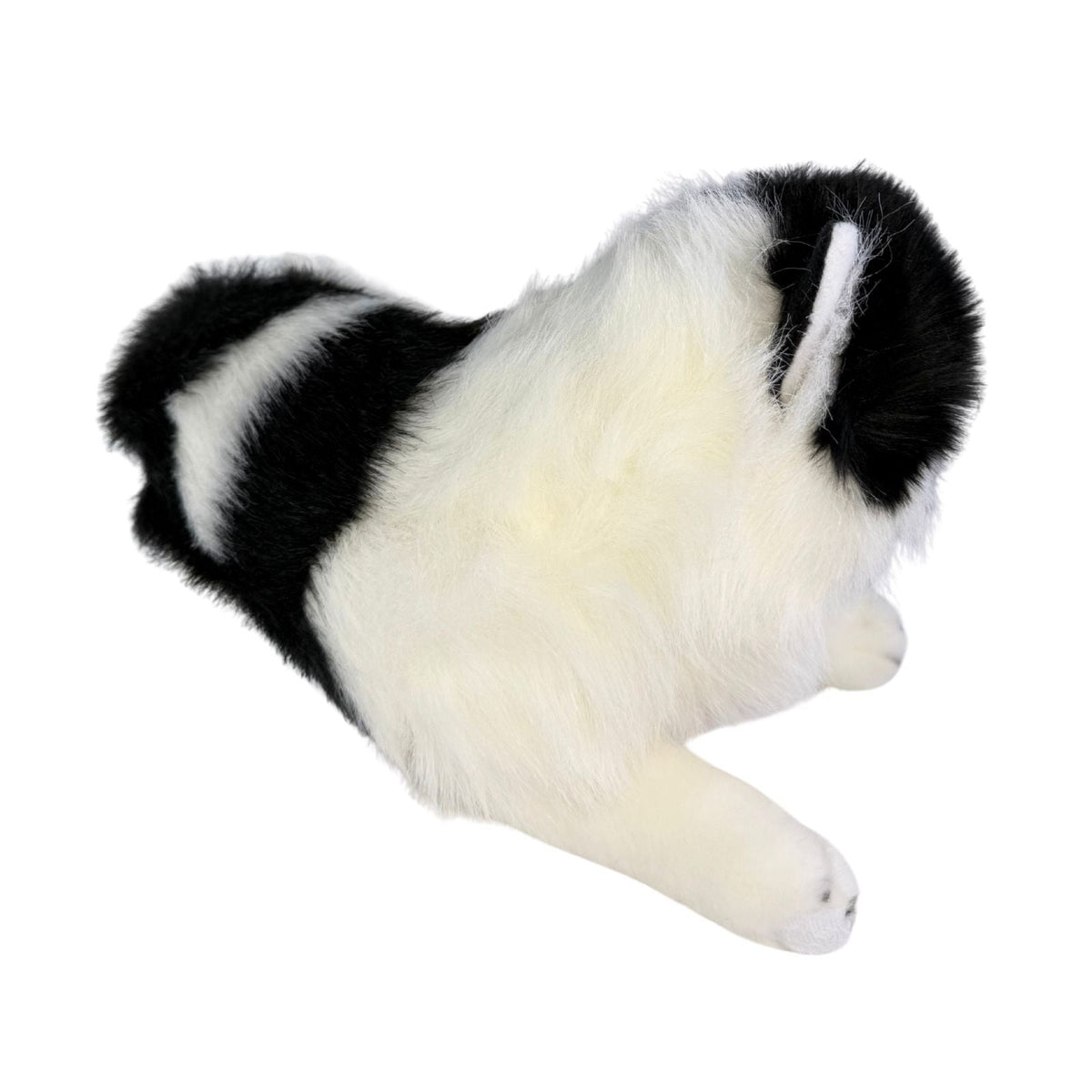 Bocchetta Woodrow 38cm Lying Piebald Cat Plush Toy - Black/White (Realistic Stuffed Animal Cat Gift)