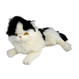 Bocchetta Woodrow 38cm Lying Piebald Cat Plush Toy - Black/White (Realistic Stuffed Animal Cat Gift)