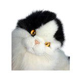 Bocchetta Woodrow 38cm Lying Piebald Cat Plush Toy - Black/White (Realistic Stuffed Animal Cat Gift)