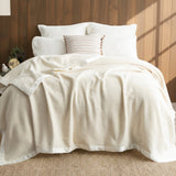 Renee Taylor Australian Merino Wool 400 GSM Blanket - Natural (Satin Trim)