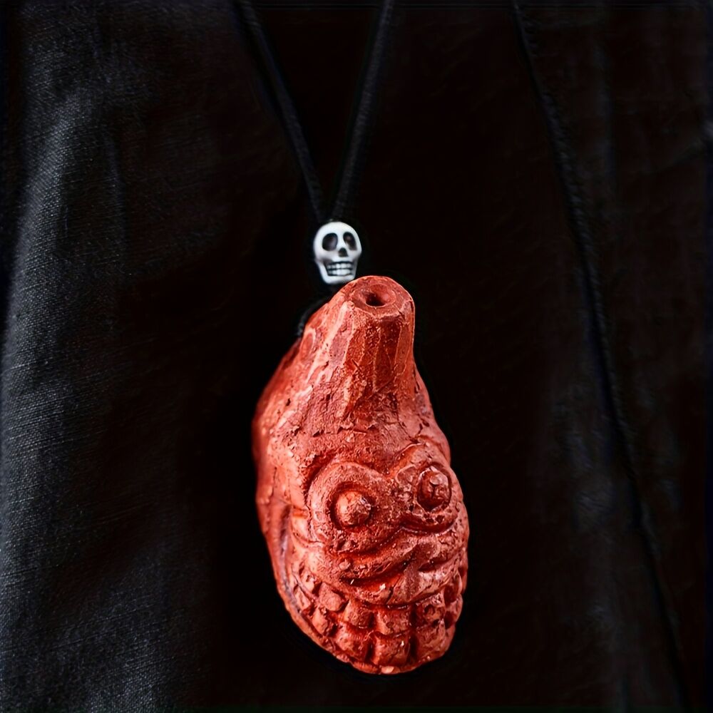 Aztec Death Whistle 7cm Red Emergency Safety and Halloween Ehecachichtli