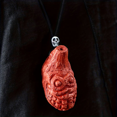 7cm Aztec Death Whistle - Red (Emergency Safety & Halloween Ehecachichtli)
