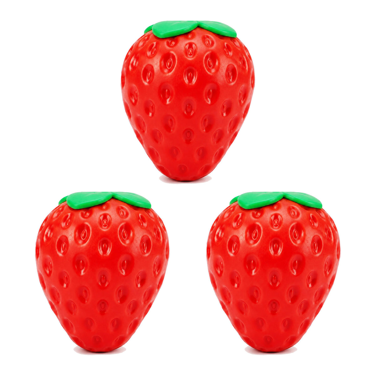 3x Strawberry Fidget Squishy Sensory Toy Pack - Stress Relief (Squeezy Fruit)