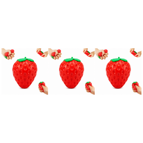 3x Strawberry Fidget Squishy Sensory Toy Pack - Stress Relief (Squeezy Fruit)