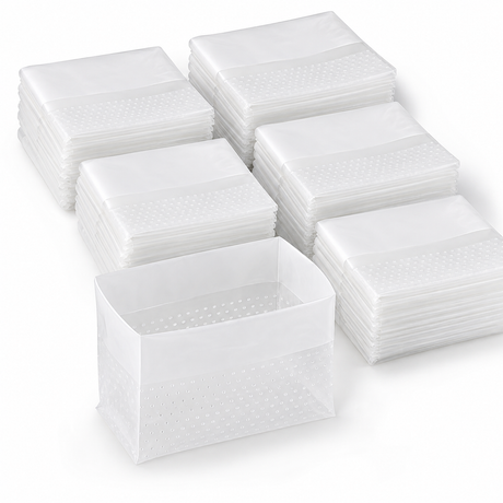 60x Self Standing Kitchen Sink Drainage Bags Bulk Pack - Frosted White (Disposable PE Food Scrap Strainer)