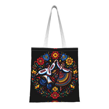 Ukrainian Dance Tote Bag Folk Art Print Reusable Shopping Bag 38x34.5cm