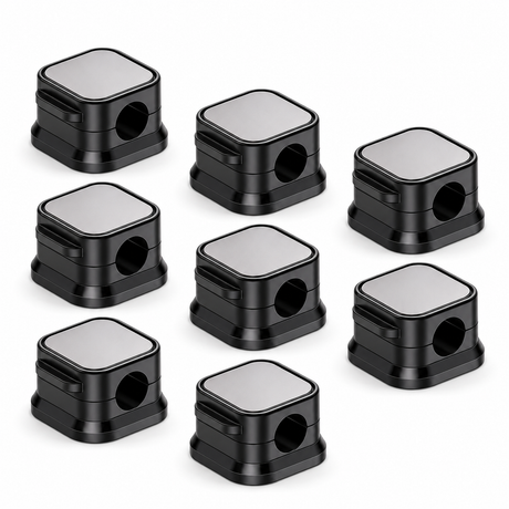 8x Cable Organiser Clips - Black (Tidy Cord/Lead Holder)