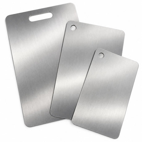 3x Anti-Bacterial Stainless Steel Chopping Board Set - Mildew-Proof Cutting Boards