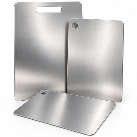 3x Anti-Bacterial Stainless Steel Chopping Board Set - Mildew-Proof Cutting Boards