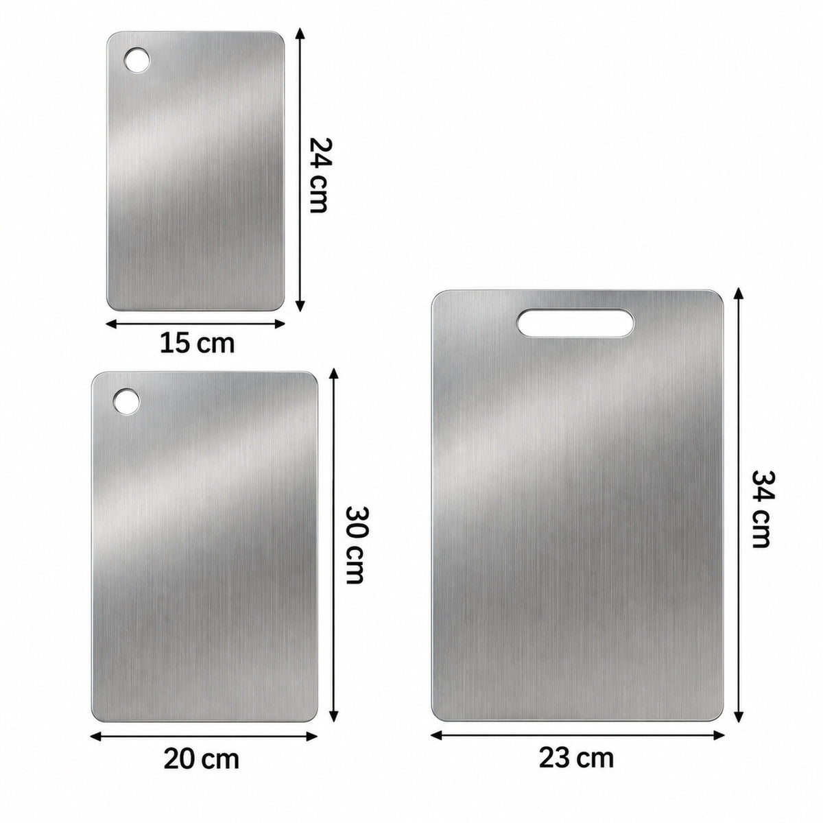 3x Stainless Titanium Steel Anti-Bacterial Mildew-Proof Cutting Chopping Boards