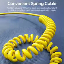 Fast Charging 4-in-1 Spring Data Cable (65W), USB-A + Type-C to Type-C + Lightning