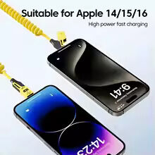 Fast Charging 4-in-1 Spring Data Cable (65W), USB-A + Type-C to Type-C + Lightning