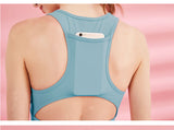 Womens Sports Bra - Grey/Blue (Sleeveless Crop Top for Yoga/Gym/Running)