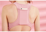 Womens Sports Bra - Pink (Sleeveless Crop Top for Yoga/Gym/Running)