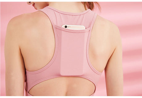 Womens Sports Bra - Pink (Sleeveless Crop Top for Yoga/Gym/Running)
