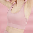 Sports Bra Womens Sleeveless Crop Top Tank Ladies Yoga Vest Gym Workout Activewear Running - Pink - L