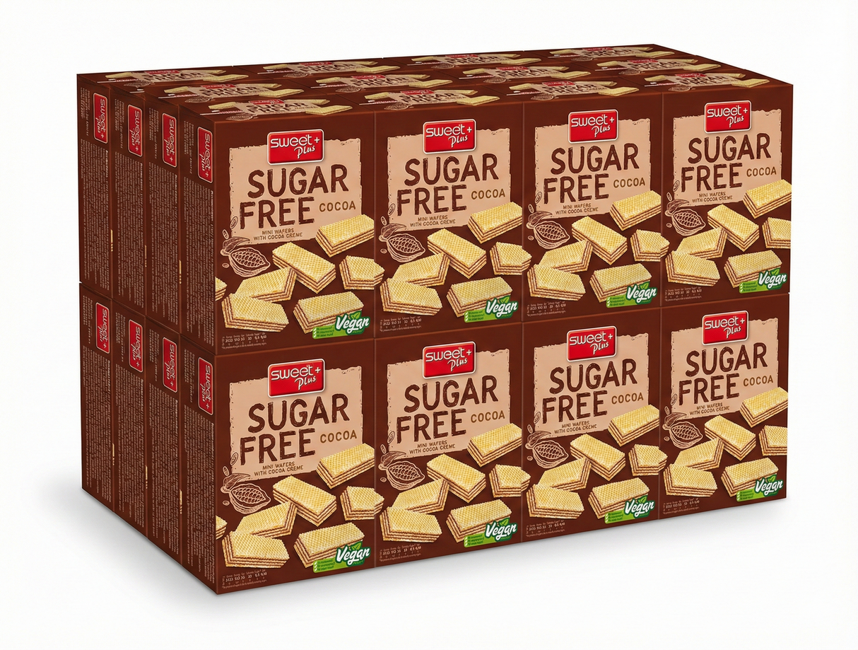 10x 180g (1.8kg) Box of Sugar Free Cocoa Wafers Biscuits - Suitable for Diabetics - Product of Bulgaria