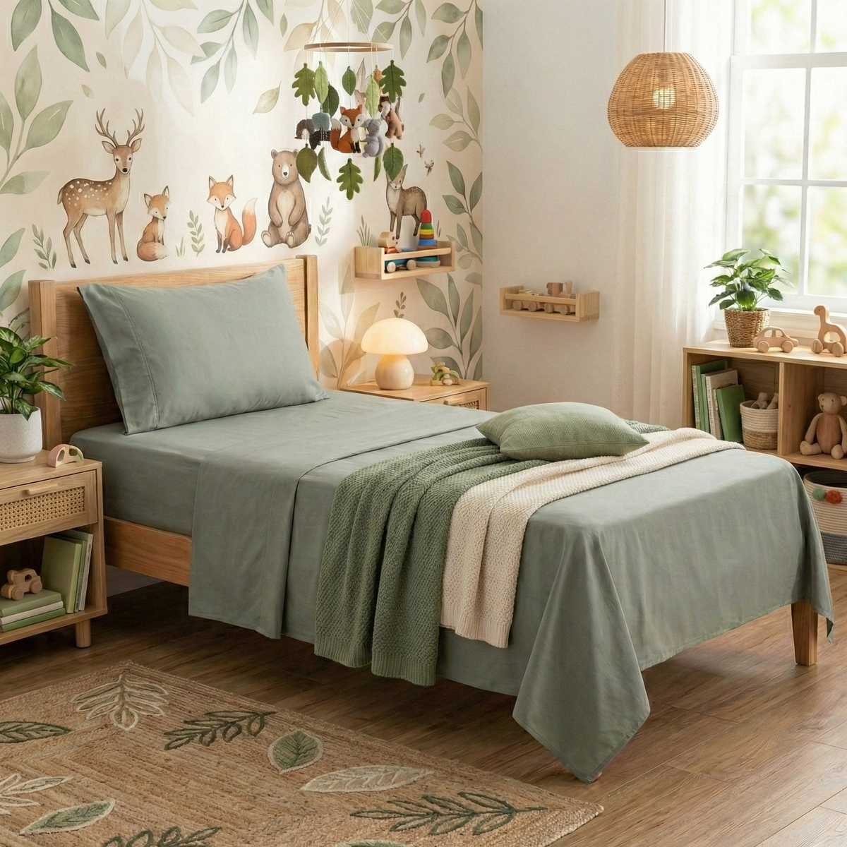 Park Avenue 500TC Natural Bamboo Cotton Bed Sheet Set - Jade (Anti-Wrinkle Satin Finish)