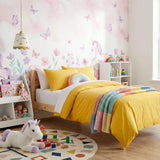 Park Avenue European Vintage Washed Cotton Quilt Cover Set - Misted Yellow