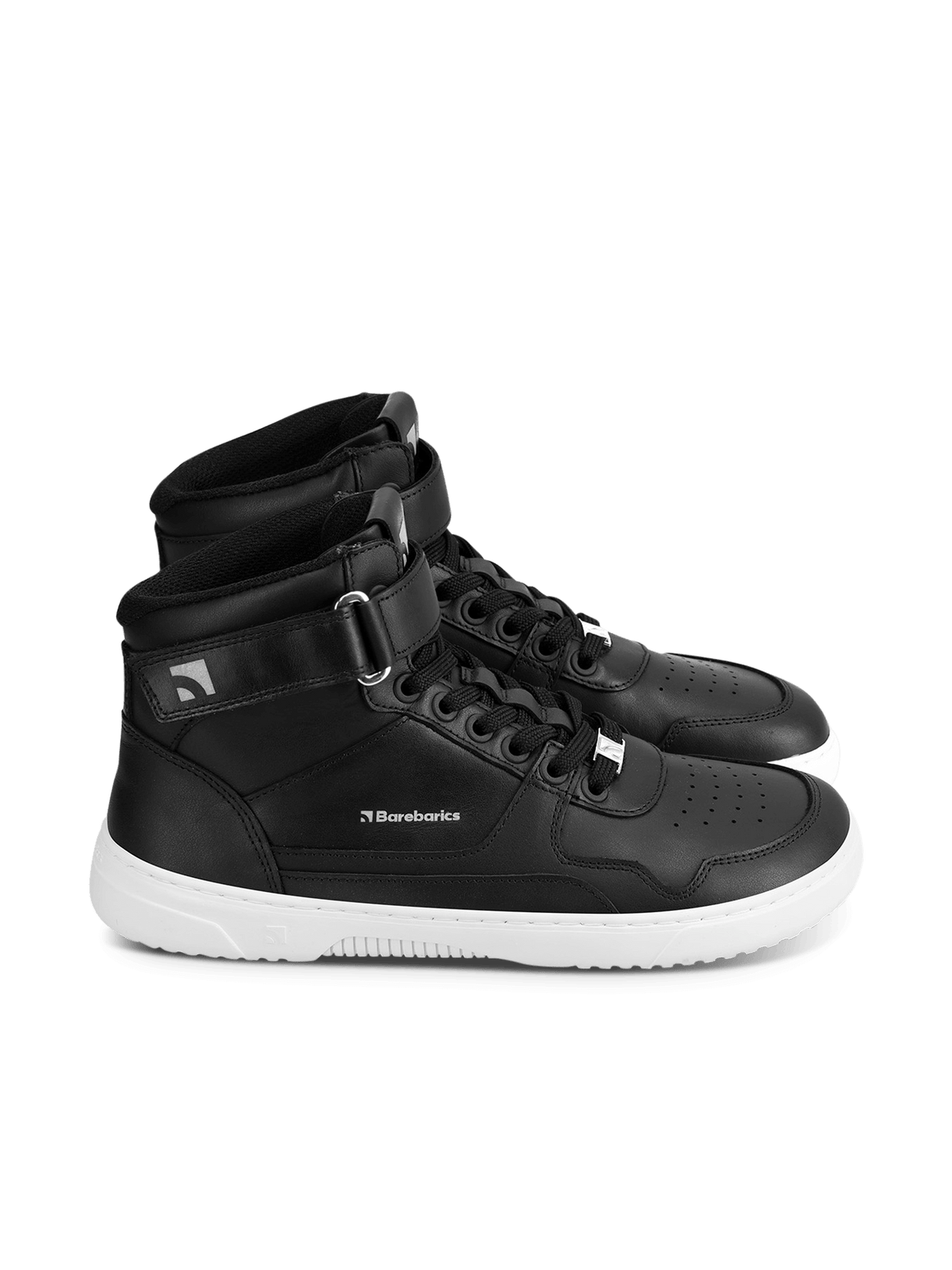 Barebarics Zing Unisex High Top Leather Barefoot Sneakers - Black/White