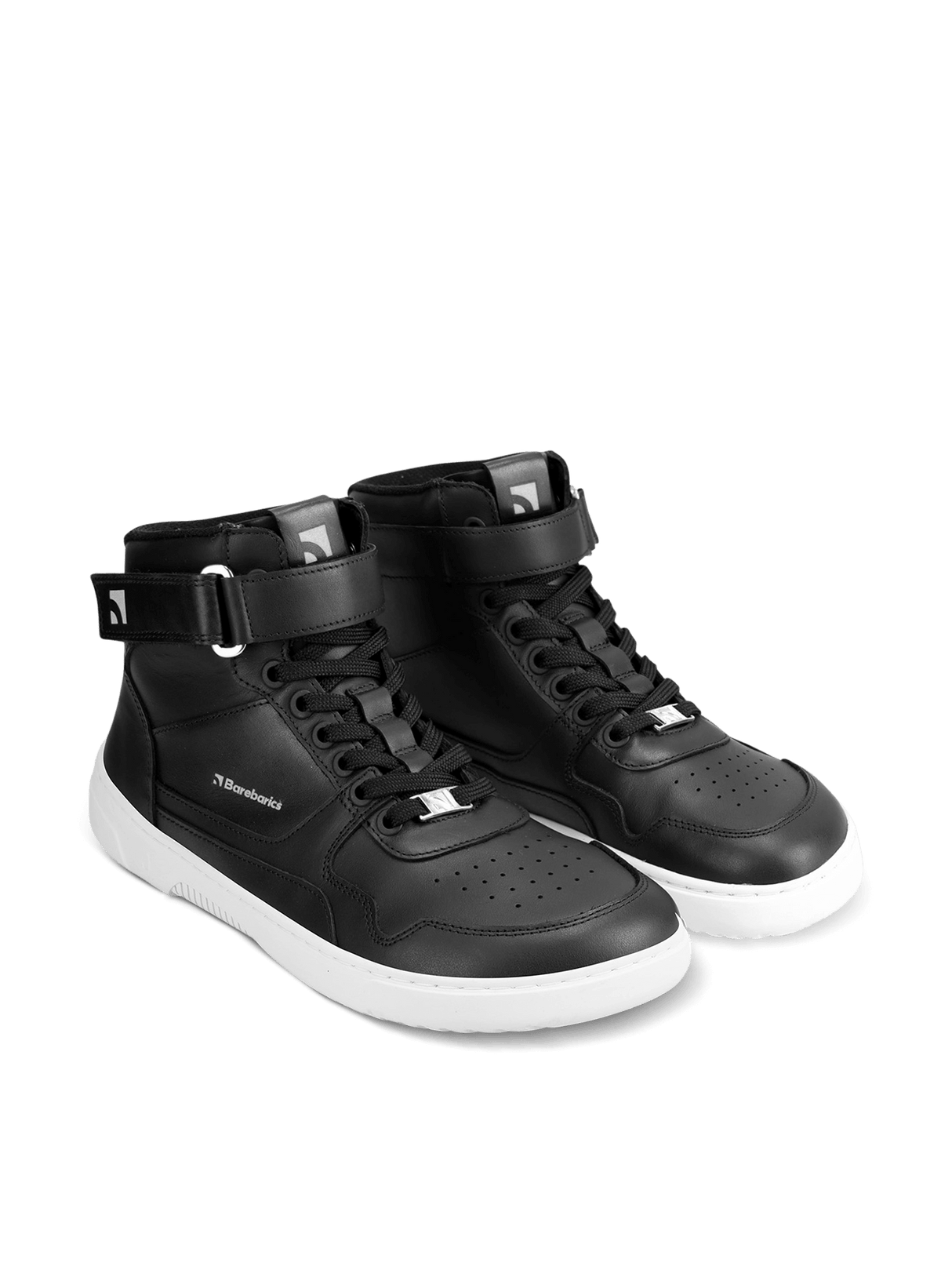Barebarics Zing Unisex High Top Leather Barefoot Sneakers - Black/White