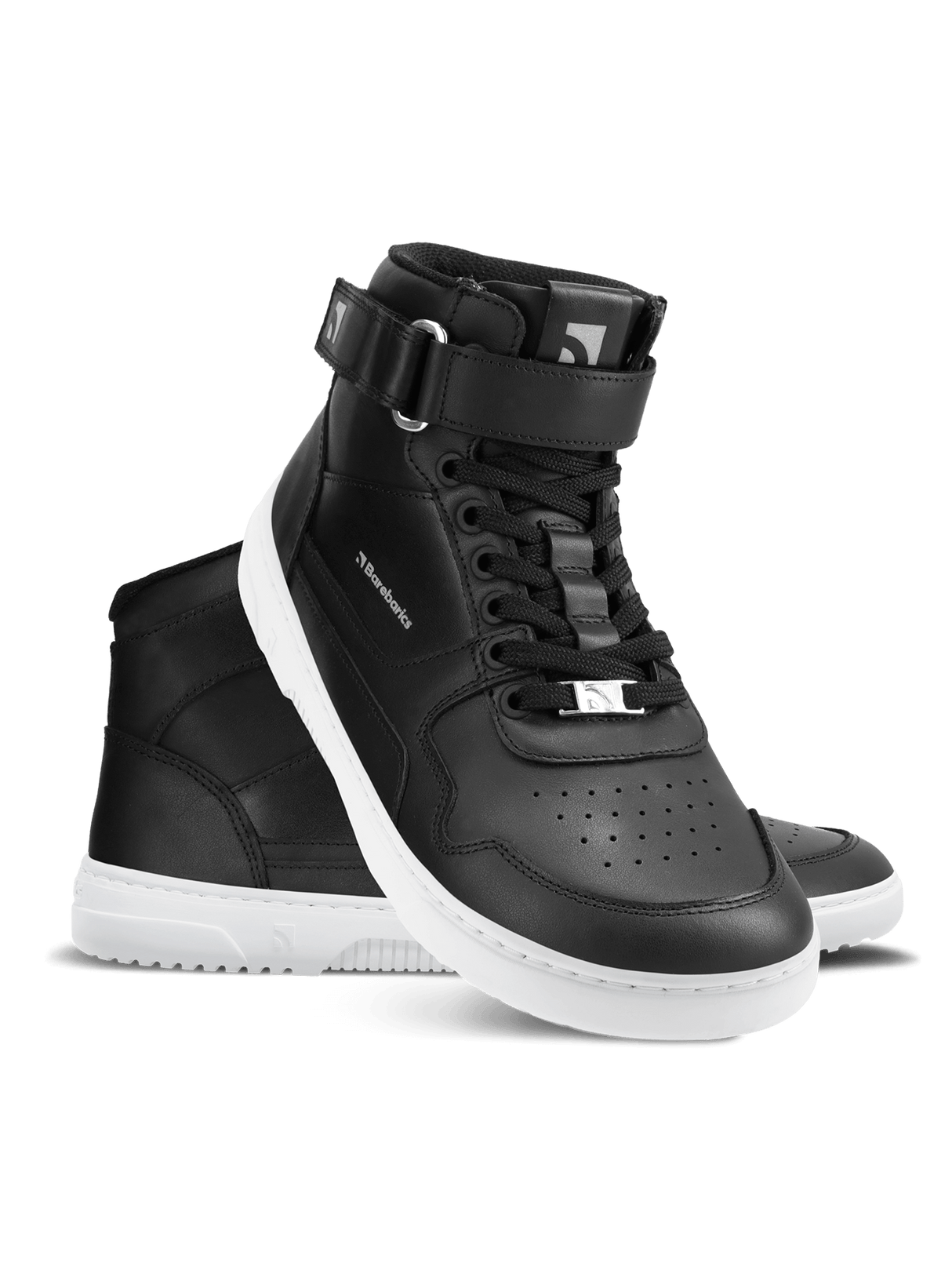 Barebarics Zing Unisex High Top Leather Barefoot Sneakers - Black/White