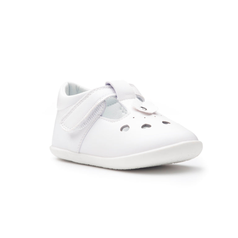 Billycart Lily Girls Barefoot First Walker T-Bar Sandals - White (Baby Mary Jane Shoes)
