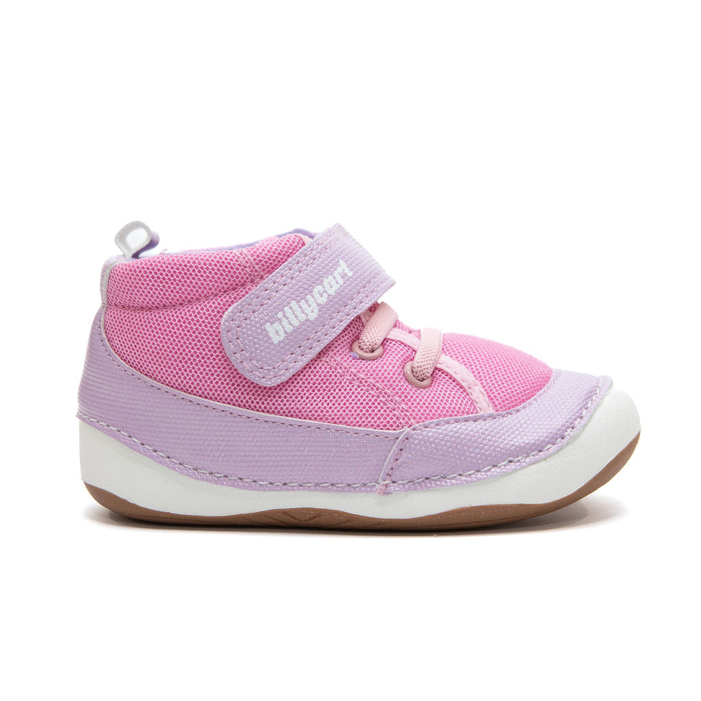 Billycart Floss Girls Wide-Fit Barefoot First Walker High-Top Sneakers - Pink/Purple (Baby & Toddler Shoes)