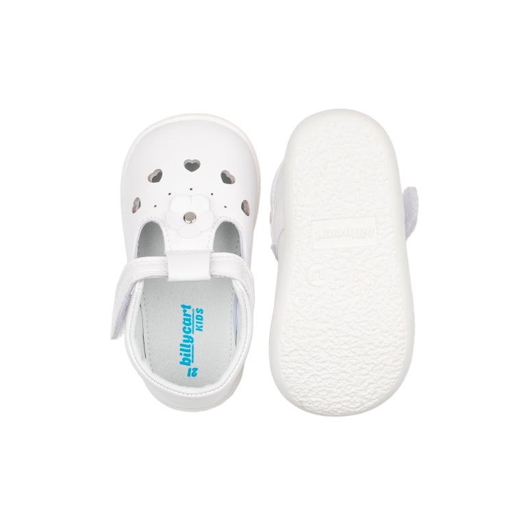 Billycart Lily Girls Barefoot First Walker T-Bar Sandals - White (Baby Mary Jane Shoes)